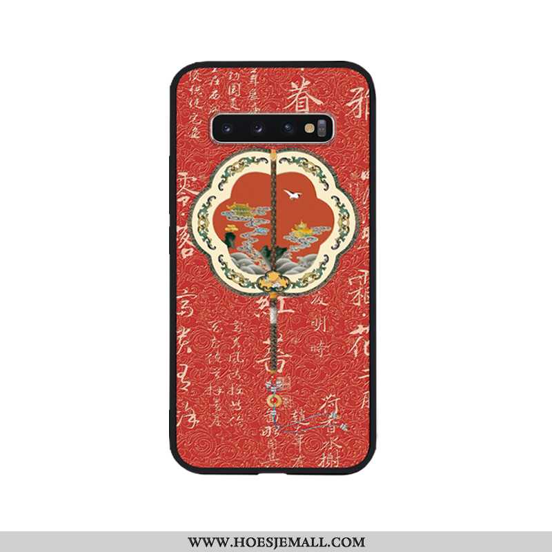 Hoesje Samsung Galaxy S10 Reliëf Trend Ster All Inclusive Rood Super Mobiele Telefoon