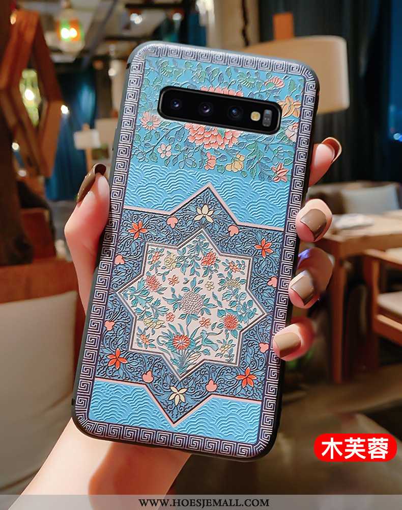 Hoesje Samsung Galaxy S10 Zacht Siliconen Reliëf Rood Kwasten Chinese Stijl