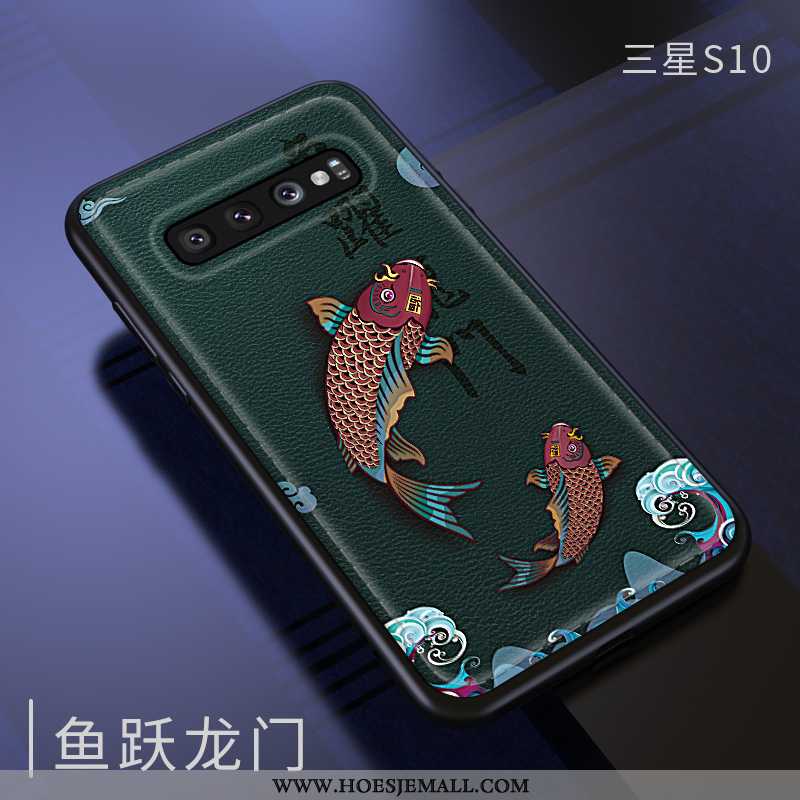 Hoes Samsung Galaxy S10 Zacht Siliconen Groen Wind Bescherming Chinese Stijl Net Red