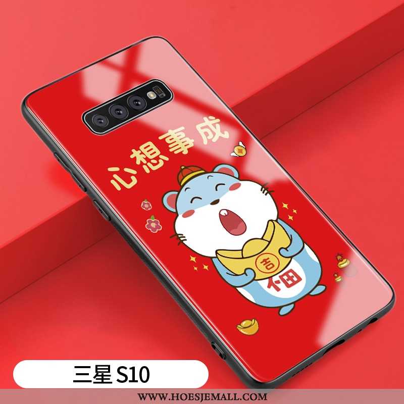 Hoesje Samsung Galaxy S10 Bescherming Glas Spiegel Scheppend Trend Rat All Inclusive Rood