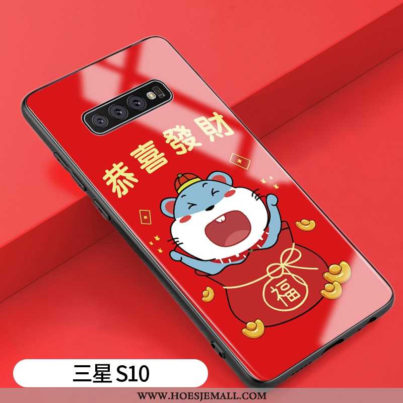 Hoesje Samsung Galaxy S10 Bescherming Glas Spiegel Scheppend Trend Rat All Inclusive Rood