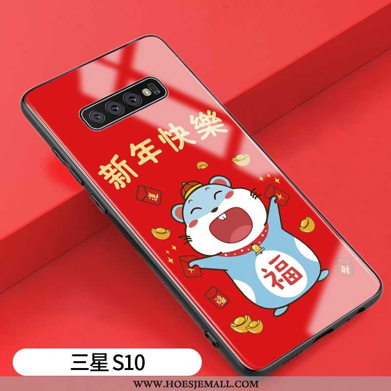 Hoesje Samsung Galaxy S10 Bescherming Glas Spiegel Scheppend Trend Rat All Inclusive Rood