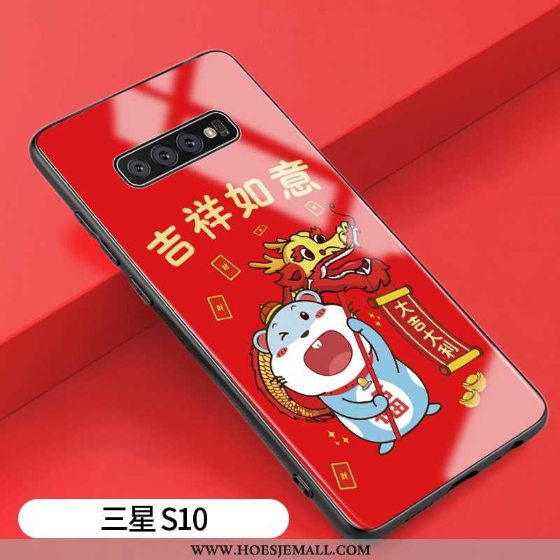 Hoesje Samsung Galaxy S10 Bescherming Glas Spiegel Scheppend Trend Rat All Inclusive Rood