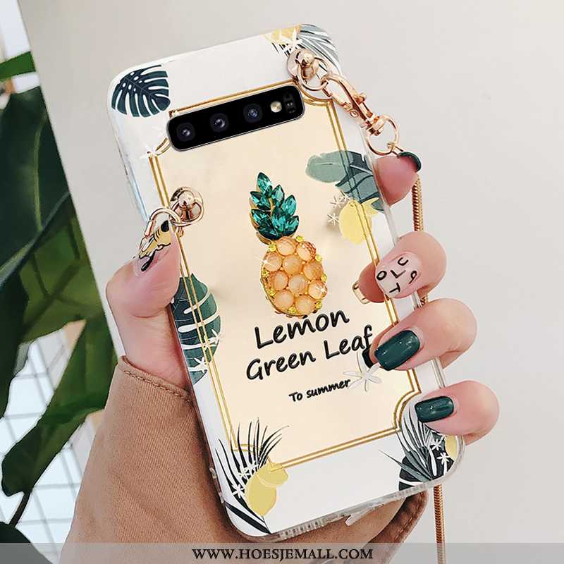 Hoesje Samsung Galaxy S10 Met Strass Hanger Ster Ketting Mobiele Telefoon Geschilderd Trend Gouden