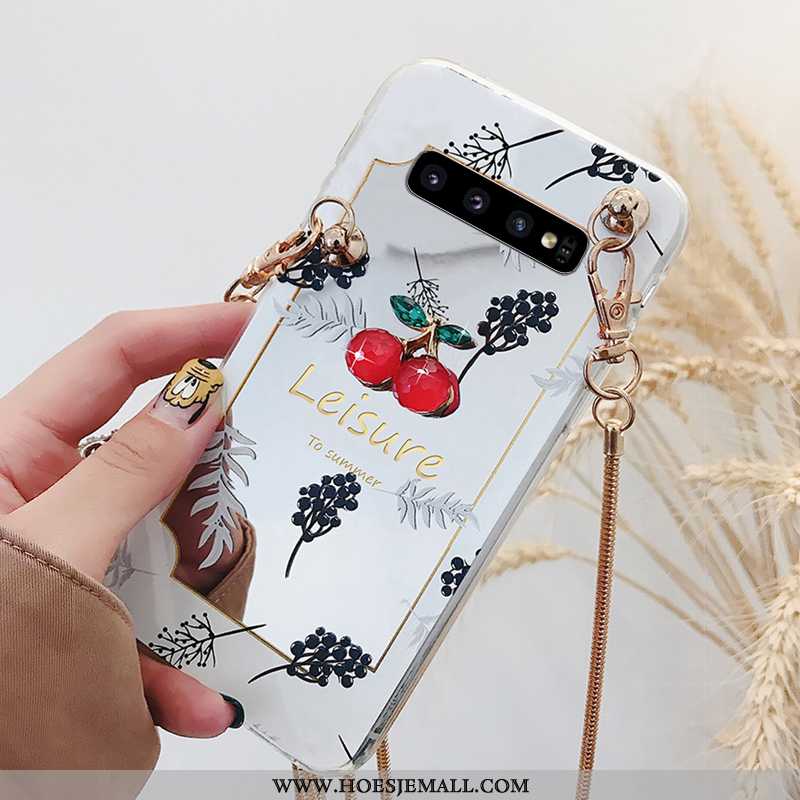 Hoesje Samsung Galaxy S10 Met Strass Hanger Ster Ketting Mobiele Telefoon Geschilderd Trend Gouden