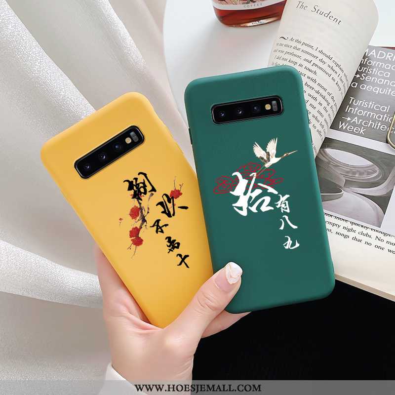 Hoes Samsung Galaxy S10 Trend Zacht Groen Mobiele Telefoon Schrobben Chinese Stijl Lovers