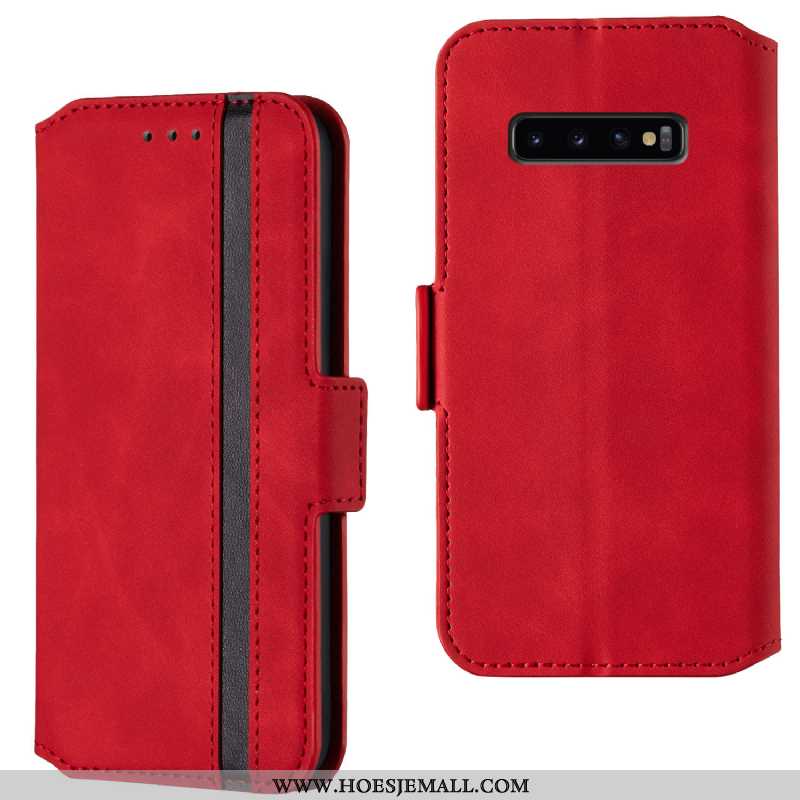 Hoesje Samsung Galaxy S10 Trend Bescherming Leren Folio Ster Clamshell Rood