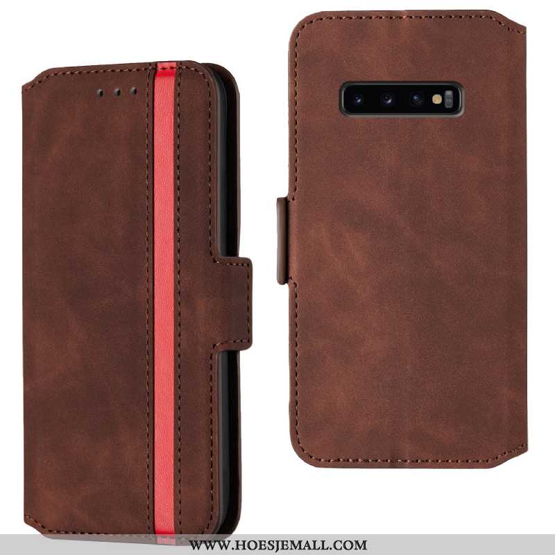 Hoesje Samsung Galaxy S10 Trend Bescherming Leren Folio Ster Clamshell Rood