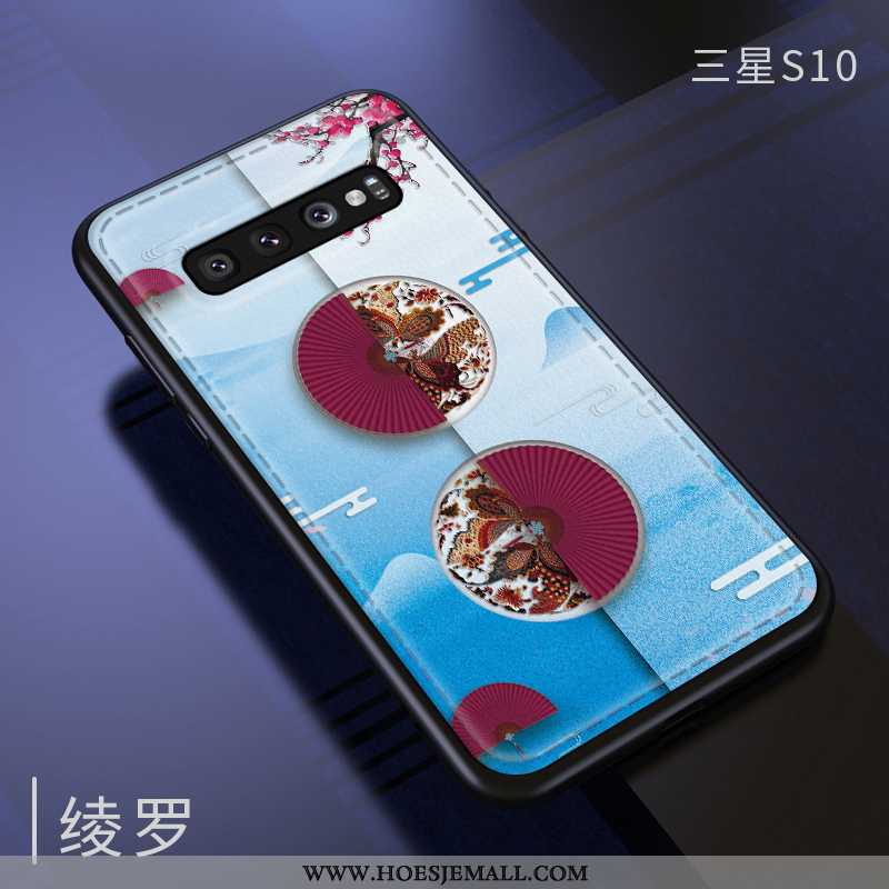 Hoesje Samsung Galaxy S10 Siliconen Bescherming Kwaliteit Mobiele Telefoon Blauw Ster Reliëf Blauwe