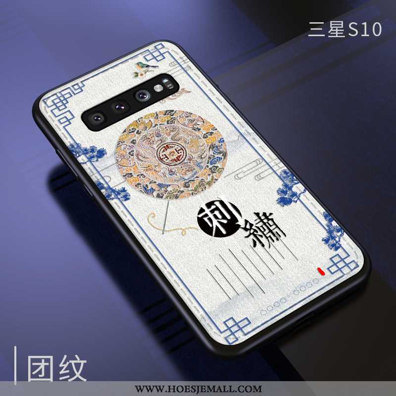 Hoesje Samsung Galaxy S10 Siliconen Bescherming Kwaliteit Mobiele Telefoon Blauw Ster Reliëf Blauwe