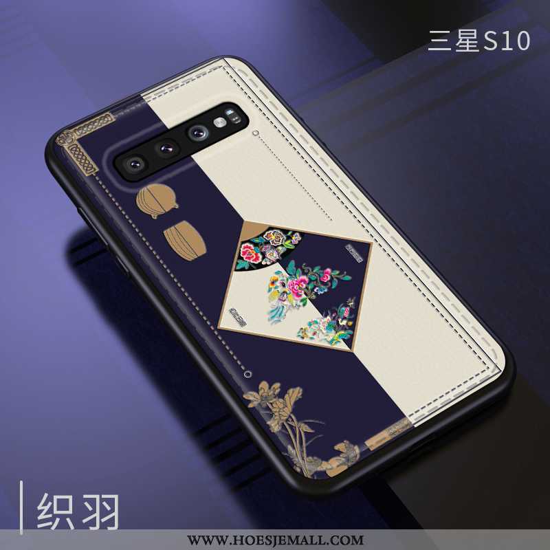 Hoesje Samsung Galaxy S10 Siliconen Bescherming Kwaliteit Mobiele Telefoon Blauw Ster Reliëf Blauwe