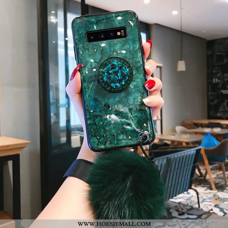 Hoes Samsung Galaxy S10 Glas Mode Persoonlijk Trend Ster Siliconen Hoesje Groen