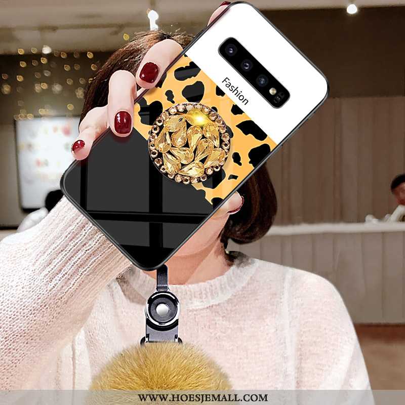 Hoes Samsung Galaxy S10 Strass Patroon Pompom Pluche Mode Ster Siliconen Zwarte