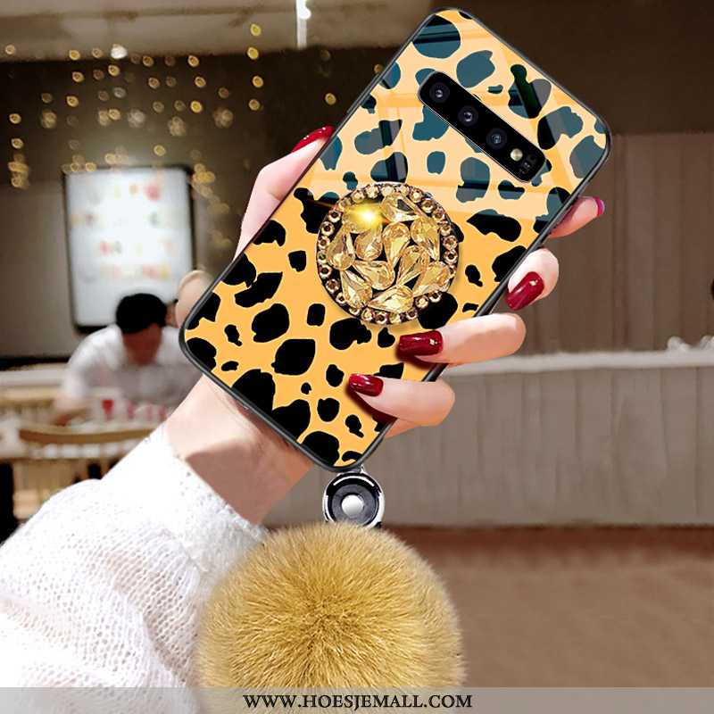 Hoes Samsung Galaxy S10 Strass Patroon Pompom Pluche Mode Ster Siliconen Zwarte