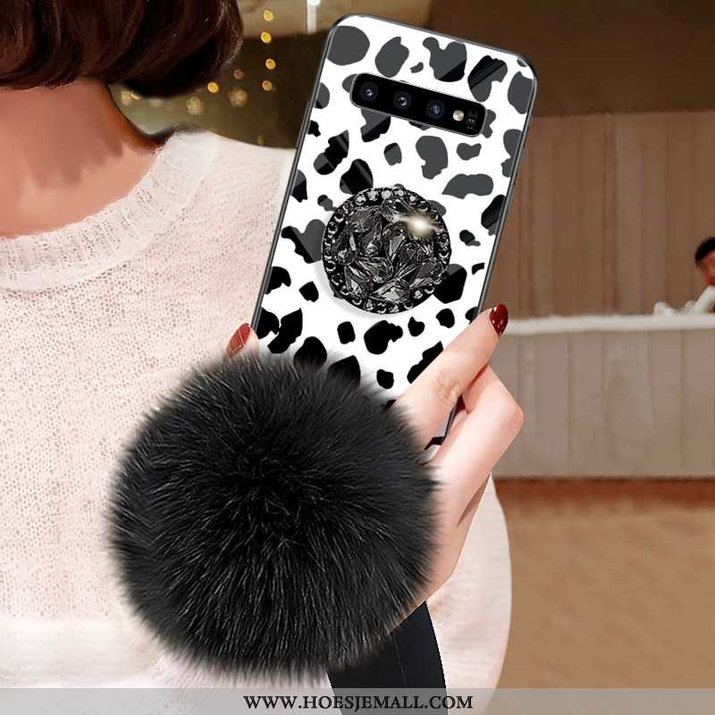 Hoes Samsung Galaxy S10 Strass Patroon Pompom Pluche Mode Ster Siliconen Zwarte