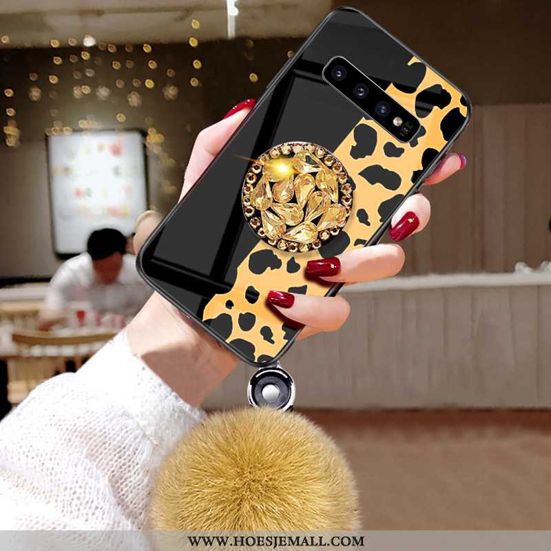 Hoes Samsung Galaxy S10 Strass Patroon Pompom Pluche Mode Ster Siliconen Zwarte