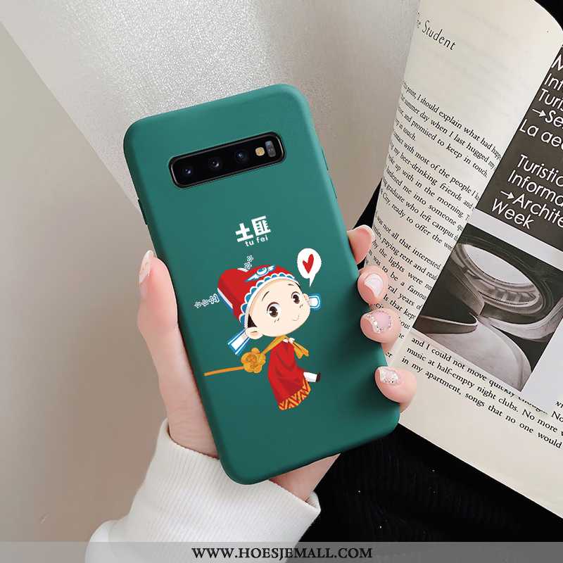 Hoesje Samsung Galaxy S10 Siliconen Schrobben Trend Grappig Lovers Groen Mobiele Telefoon