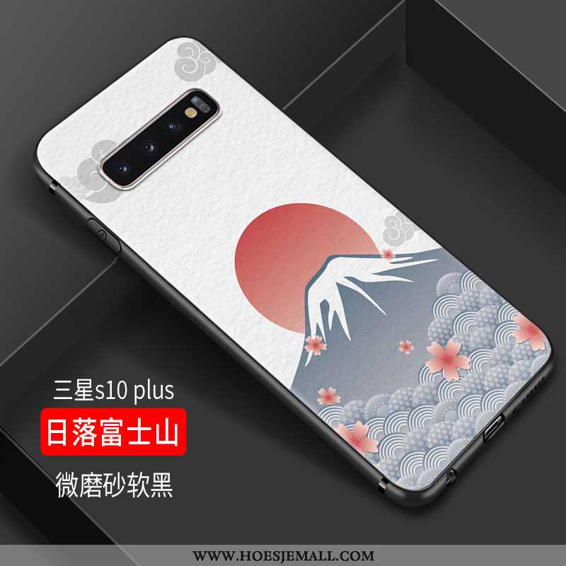 Hoes Samsung Galaxy S10+ Siliconen Bescherming Wind Hoesje Bloemen Kraan Witte