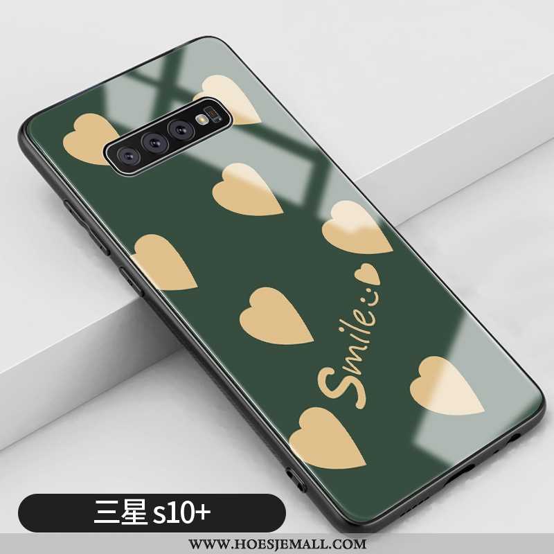 Hoesje Samsung Galaxy S10+ Glas Mode Siliconen Trend Eenvoudige Scheppend Lovers Groen