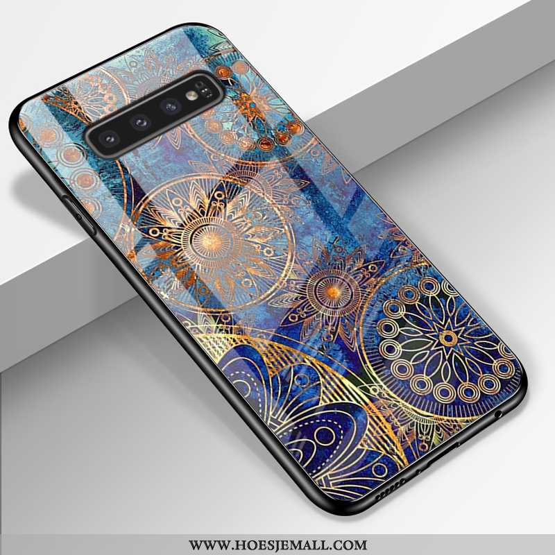 Hoesje Samsung Galaxy S10+ Siliconen Bescherming Anti-fall Mobiele Telefoon Persoonlijk Glas Blauwe