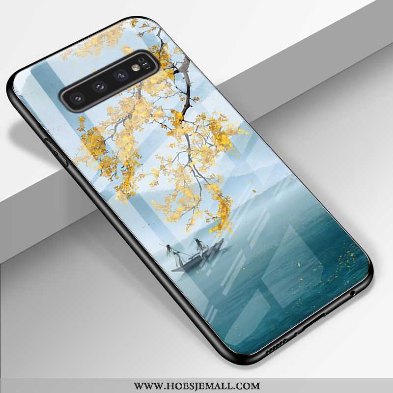 Hoesje Samsung Galaxy S10+ Siliconen Bescherming Anti-fall Mobiele Telefoon Persoonlijk Glas Blauwe