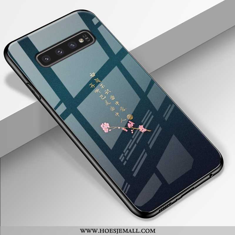 Hoesje Samsung Galaxy S10+ Siliconen Bescherming Anti-fall Mobiele Telefoon Persoonlijk Glas Blauwe