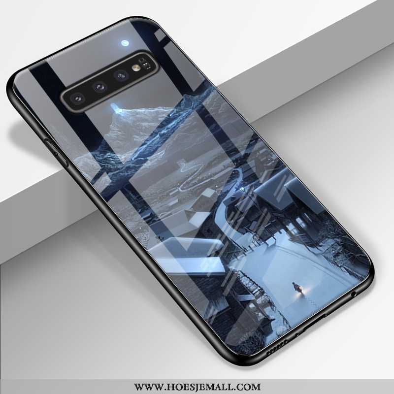 Hoesje Samsung Galaxy S10+ Siliconen Bescherming Anti-fall Mobiele Telefoon Persoonlijk Glas Blauwe