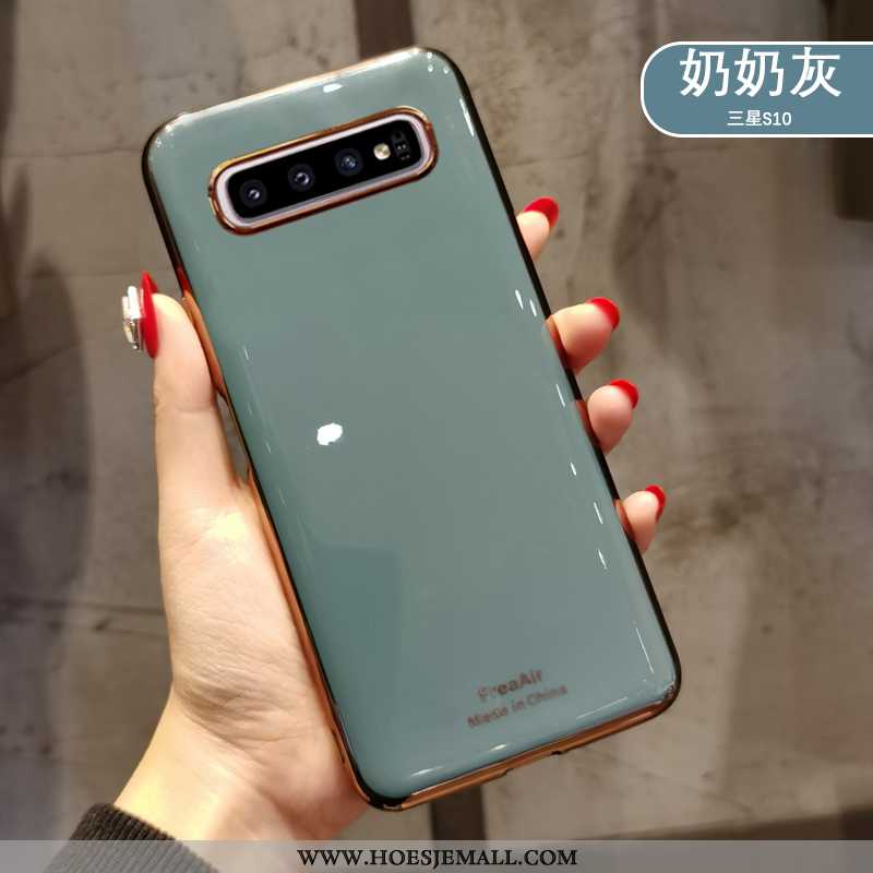 Hoesje Samsung Galaxy S10+ Dun Siliconen Net Red Eenvoudige Nieuw Anti-fall Groen