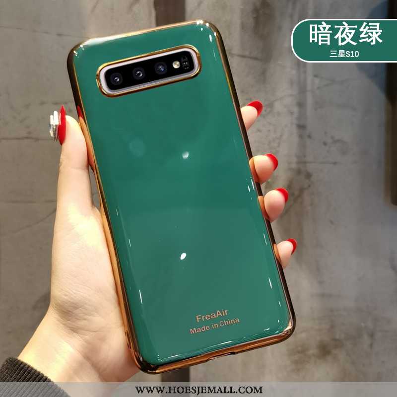 Hoesje Samsung Galaxy S10+ Dun Siliconen Net Red Eenvoudige Nieuw Anti-fall Groen