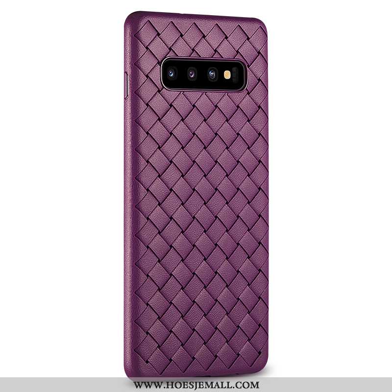 Hoesje Samsung Galaxy S10+ Patroon Trend Purper Siliconen Ster Leer Hoes