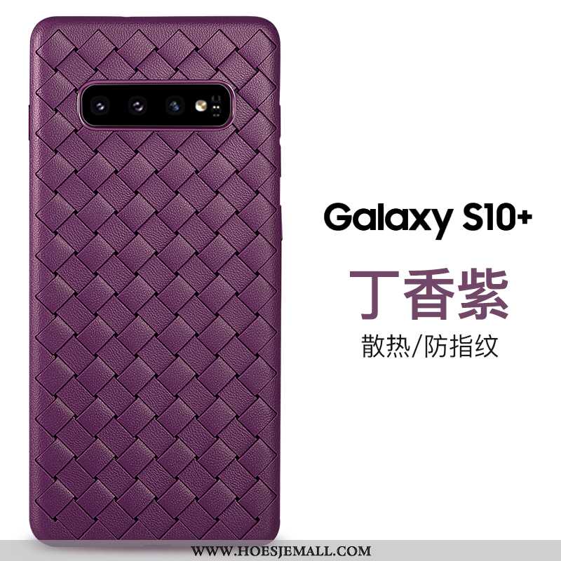 Hoesje Samsung Galaxy S10+ Patroon Trend Purper Siliconen Ster Leer Hoes