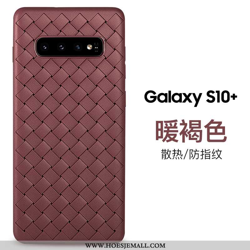 Hoesje Samsung Galaxy S10+ Patroon Trend Purper Siliconen Ster Leer Hoes