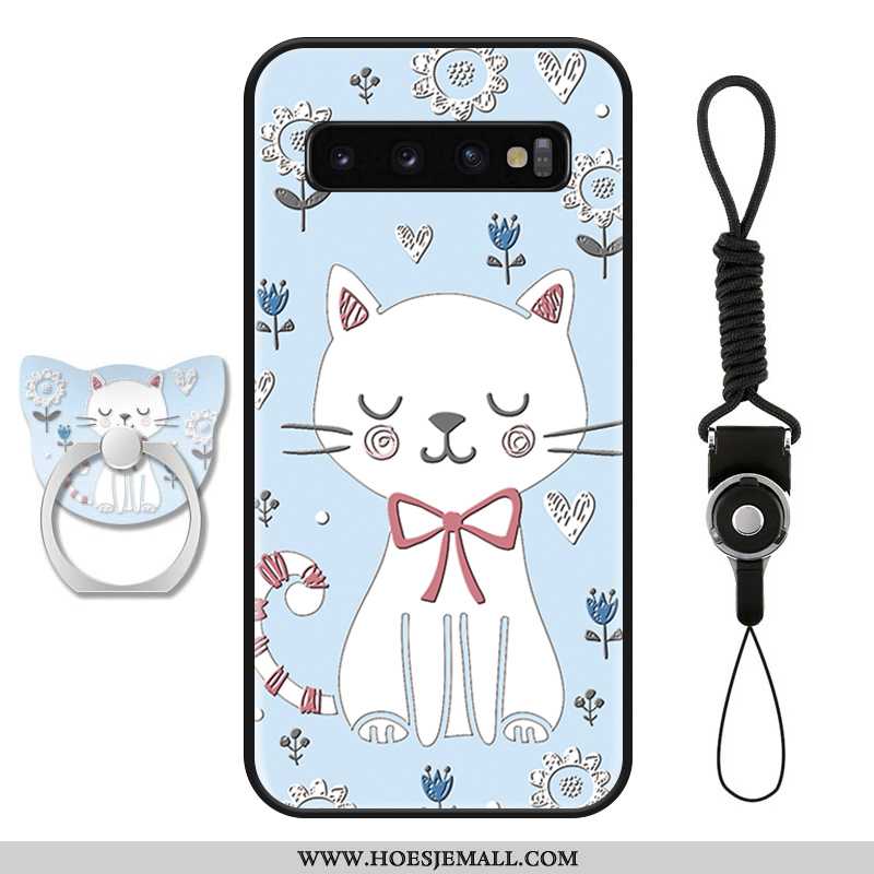 Hoesje Samsung Galaxy S10+ Spotprent Mooie Blauw Hoes Siliconen Anti-fall Blauwe