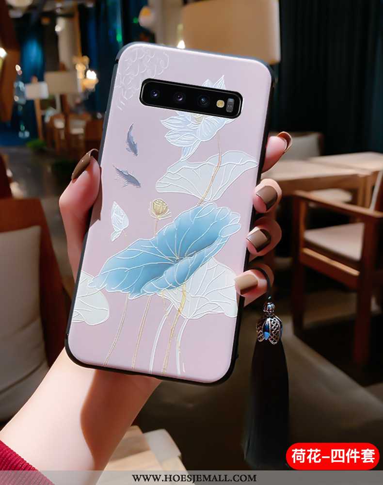 Hoes Samsung Galaxy S10+ Vintage Super Paleis Kwasten Siliconen Bescherming Hoesje Blauwe