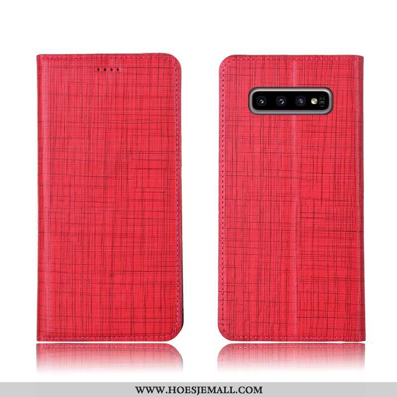 Hoesje Samsung Galaxy S10+ Echt Leer Zacht Ster Clamshell Mobiele Telefoon Nieuw Blauwe