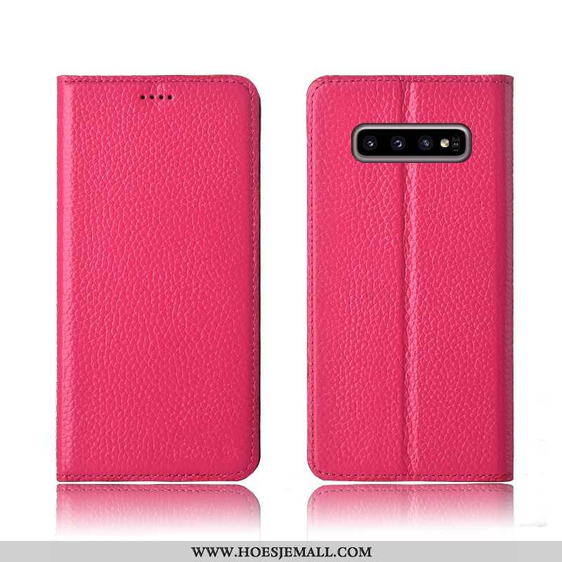 Hoes Samsung Galaxy S10+ Echt Leer Zacht Mobiele Telefoon Leren Hoesje Ster Nieuw Clamshell Khaki