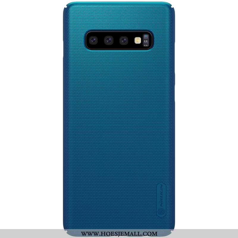 Hoes Samsung Galaxy S10+ Schrobben Bescherming Mobiele Telefoon Hoesje Blauw Ster Goud Blauwe