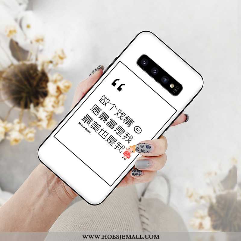 Hoes Samsung Galaxy S10+ Trend Siliconen Lovers Hoesje Pu Nieuw Mobiele Telefoon Witte