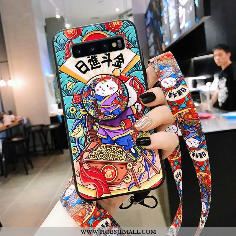 Hoesje Samsung Galaxy S10+ Hanger Opknoping Nek Vintage Rood Wind Chinese Stijl Ster