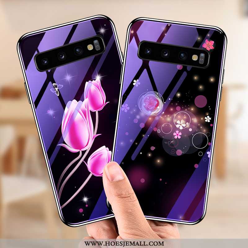 Hoes Samsung Galaxy S10+ Glas Mode Bescherming Hoesje All Inclusive Persoonlijk Purper