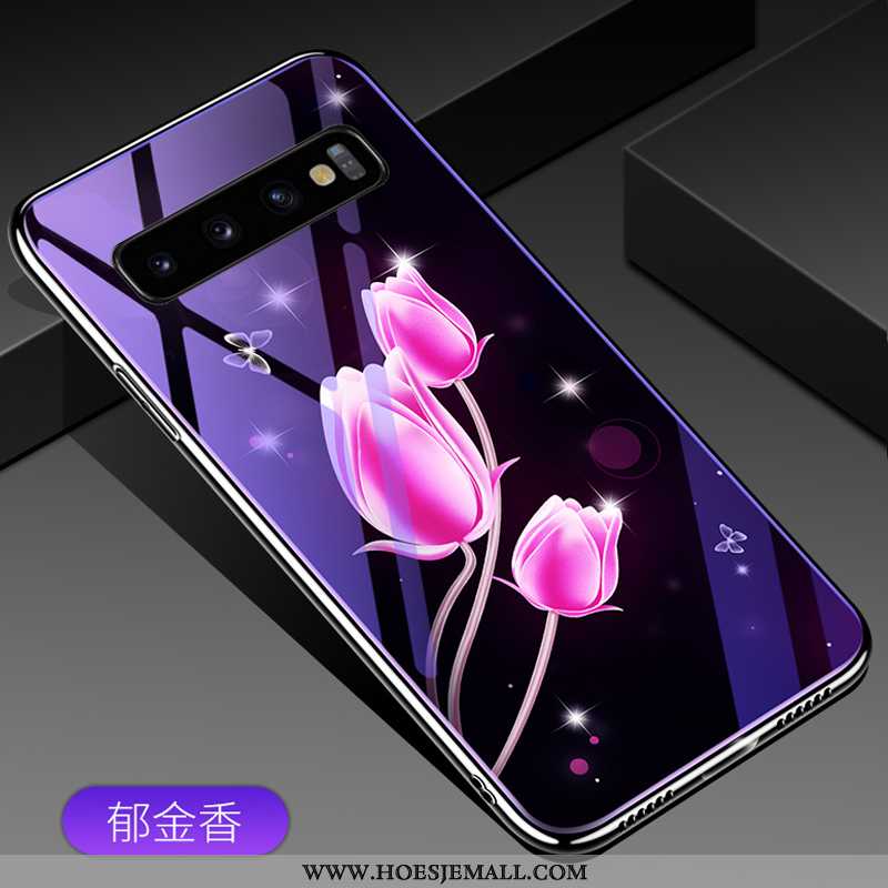 Hoes Samsung Galaxy S10+ Glas Mode Bescherming Hoesje All Inclusive Persoonlijk Purper