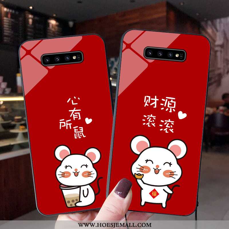 Hoesje Samsung Galaxy S10+ Spotprent Trend Glas Nieuw Mobiele Telefoon Net Red Rood