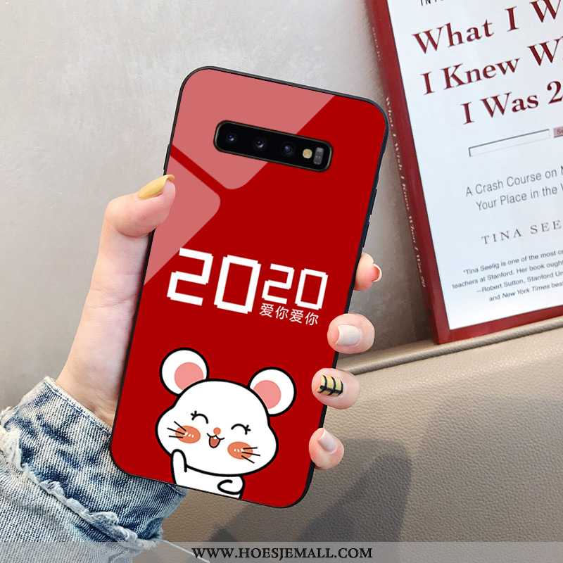 Hoesje Samsung Galaxy S10+ Spotprent Trend Glas Nieuw Mobiele Telefoon Net Red Rood