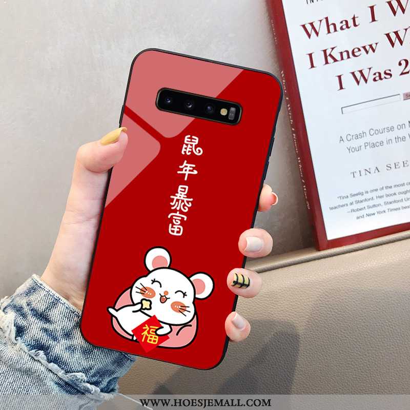 Hoesje Samsung Galaxy S10+ Spotprent Trend Glas Nieuw Mobiele Telefoon Net Red Rood