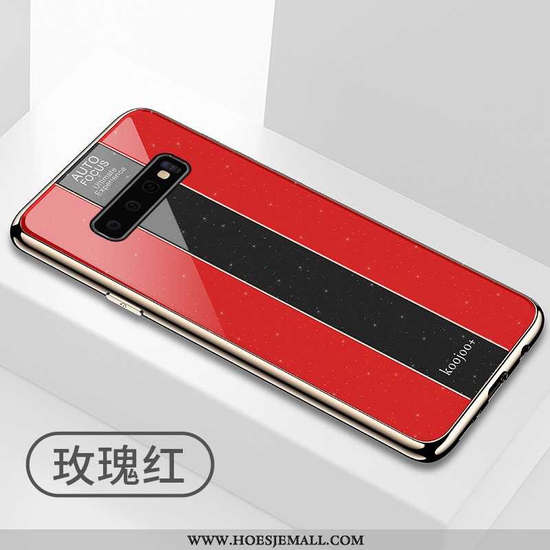 Hoes Samsung Galaxy S10+ Glas Persoonlijk Rood Anti-fall Mobiele Telefoon Ster Net Red