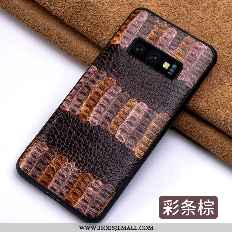 Hoes Samsung Galaxy S10e Scheppend Echt Leer Mobiele Telefoon High End Persoonlijk Bescherming Groen