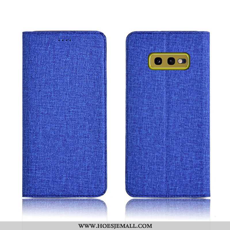 Hoes Samsung Galaxy S10e Zacht Bescherming Blauw Katoen En Linnen Ster Leren Hoesje Blauwe