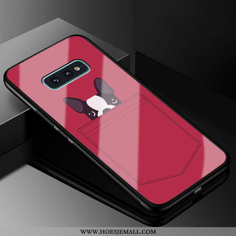Hoes Samsung Galaxy S10e Siliconen Bescherming Ster Anti-fall Rood Glas Zacht
