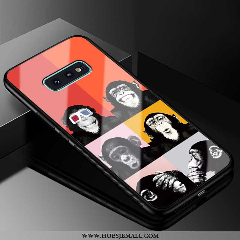 Hoes Samsung Galaxy S10e Siliconen Bescherming Ster Anti-fall Rood Glas Zacht