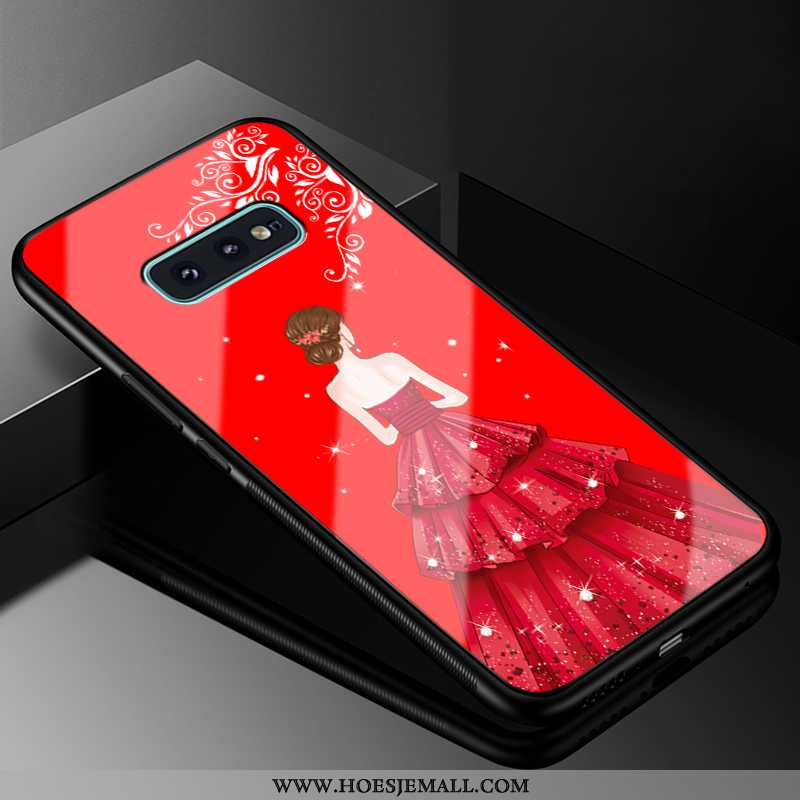 Hoes Samsung Galaxy S10e Bescherming Glas Gazen Ster Hoesje Mode Siliconen Rood